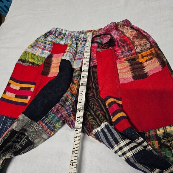 Guatemalan Boho Uniq Multicolor Multipattern Unisex Pants Woven Artsy Embroidery - Picture 14 of 15